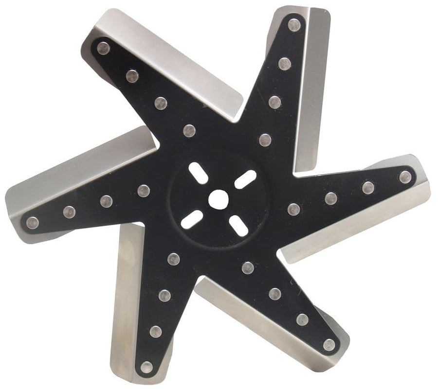Derale Flex Mechanical Cooling Fan, Reverse Rotation, 13 in Fan, 6 Blade, Universal Bolt Pattern, Steel Hub/Stainless Blades, Black/Natural, Each