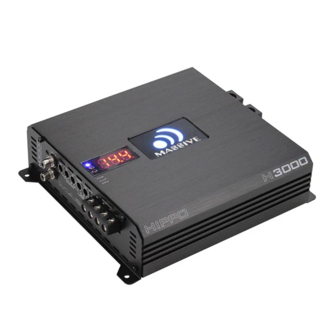 H3000 Massive Audio | 3000W RMS 1-Ohm Monoblock - Class D Amp, High Power, Competition-Grade Bass, Dual Power Inputs & Protective Circuitry - Hippo Series Amplifier