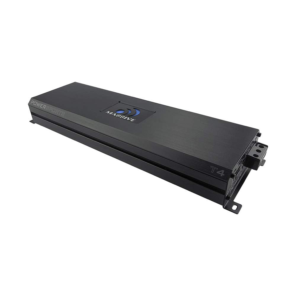 Massive Audio T4 1-Ohm Mono Block Marine Amplifier | 2000W RMS Waterproof Amp, Compact Class D Power for Boats, UTV, ATV & Outdoor Audio Systems