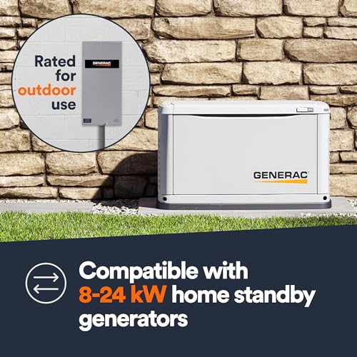 150 Amp Generac Single Phase Generator Automatic Transfer Switch - Service Entrance Rated - NEMA 3R Outdoor Rated Aluminum Enclosure - Power Management for Indoor and Outdoor Use