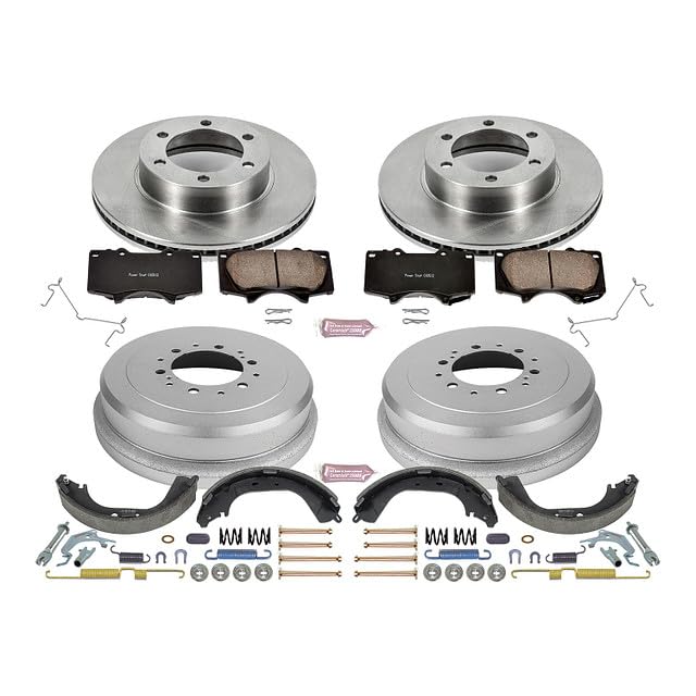 Power Stop KOE15098DK Front and Rear Replacement Brake Kit-OE Brake Drums & Ceramic Brake Pads For Toyota Tundra 2000-2003 [Model Specific]