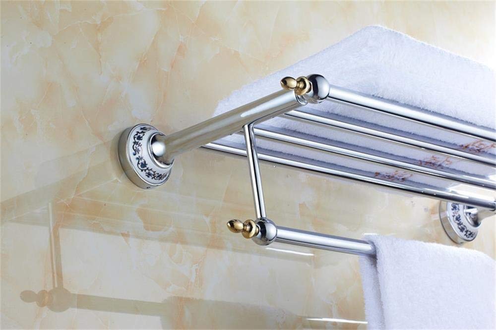 Stainless Steel BTBT Double Bathroom Towel Racks, Wallmounted, Bathroom Accessories Bathroom Shelf (color : Gold)