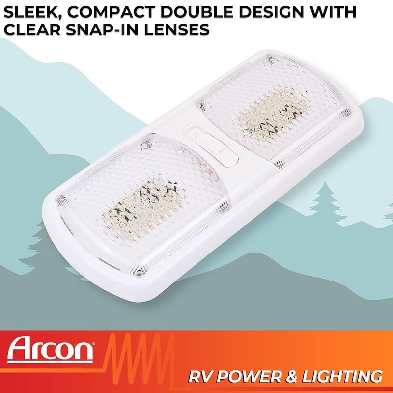 LED Ceiling Double Light Arcon Clear Lens 11.56 Inch Length x 4.95 Inch Width Bright White SMD LED 12 Volt 20670N