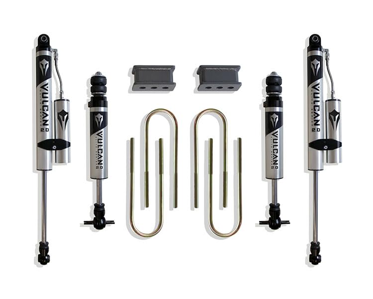 Part# 902225VR-S MAX TRAC SUSPENSION'S is A Box KIT Including 2.5" Lift Blocks, 3.625" Wide U-Bolts, Front Vulcan Series Shocks & Rear Vulcan Series Reservoir Shocks