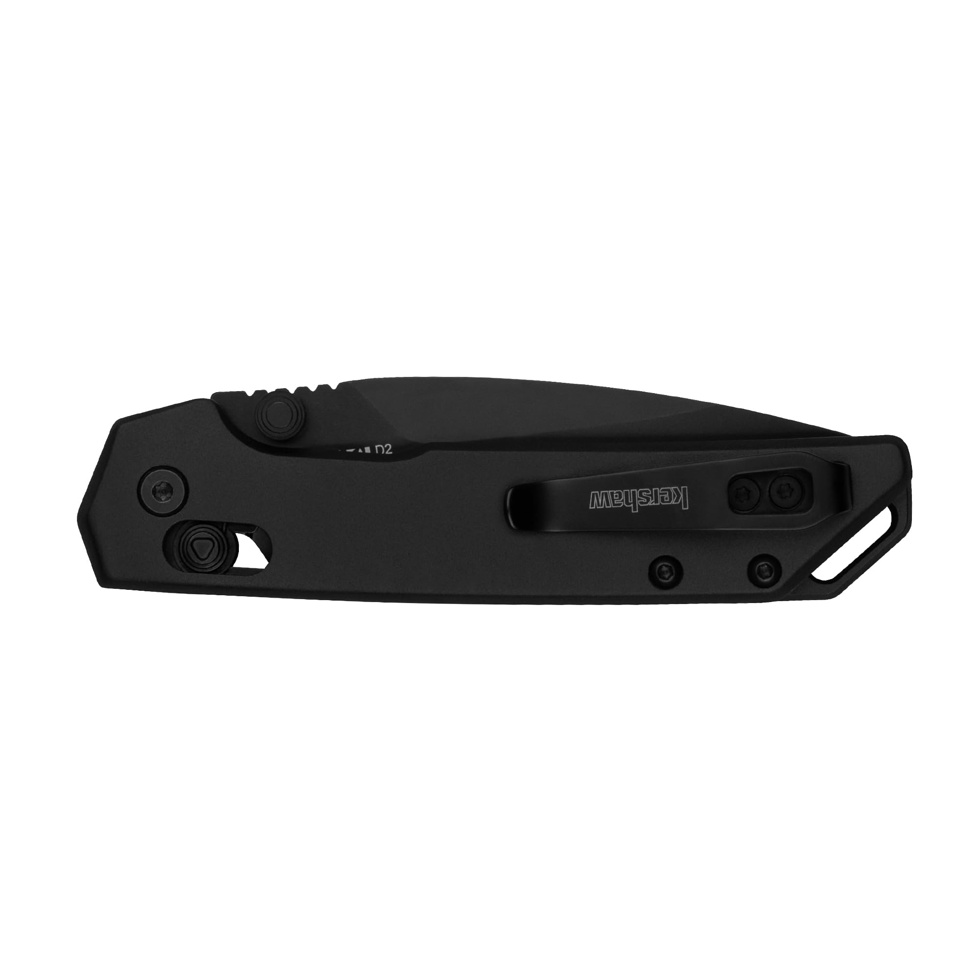Kershaw Pocket Knife Mini Iridium, Black Design, 3 Inch Steel Spear Point Blade, EDC with Thumb Stud Opening, Reversible Carry, DuraLock, Everyday Carry Pocket Knife for Men and Women