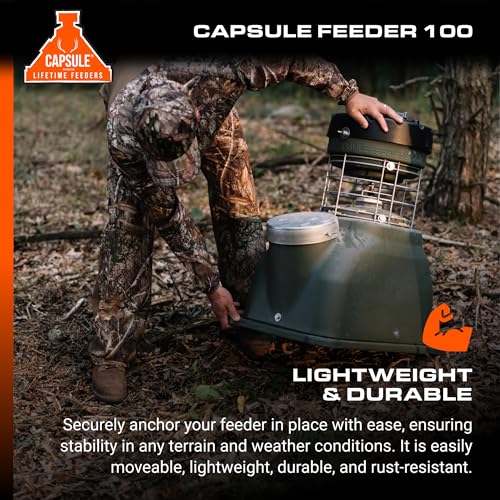 Game Feeder Capsule Feeder with 100LB Capacity, 360-Degree Broadcast Hunting Game Feeder