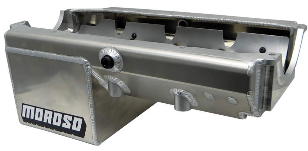 Moroso Aluminum Oil Pan 21234, Fits Small Block Chevy w/ 2 piece rear seal, wet sump, dual kickout drag race