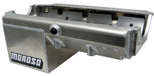 Moroso Aluminum Oil Pan 21234, Fits Small Block Chevy w/ 2 piece rear seal, wet sump, dual kickout drag race