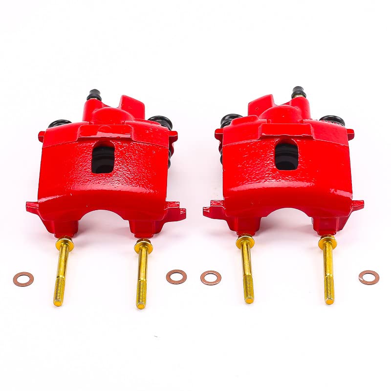 Power Stop Pair of High-Temp Red Powder Coated Rear Calipers For 300M, Concorde, Imperial, LHS, New Yorker, Sebring, Dynasty, Intrepid, Stratus [Model Specific]