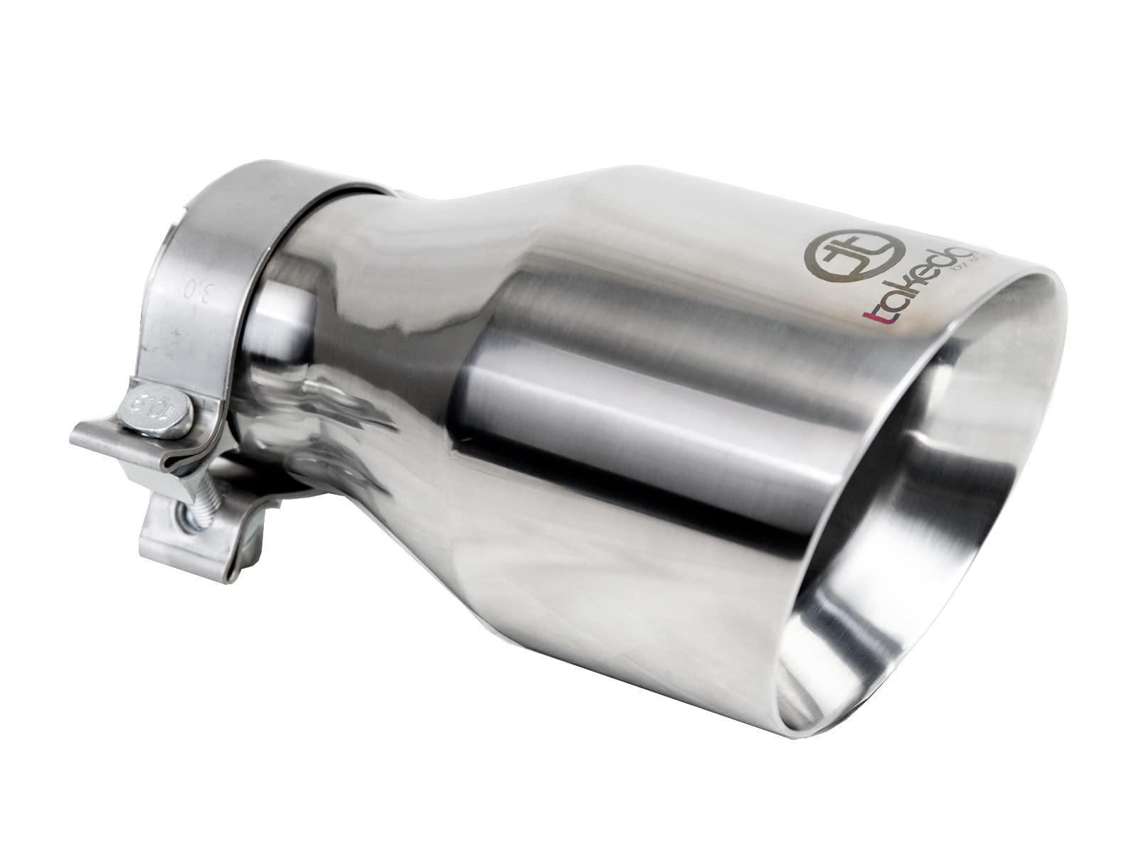 aFe Power 304 Stainless Steel Takeda Clamp-on Exhaust Tip Polished Fit 3 IN Inlet x 5 IN Outlet x 9 IN L 49T30504-P09