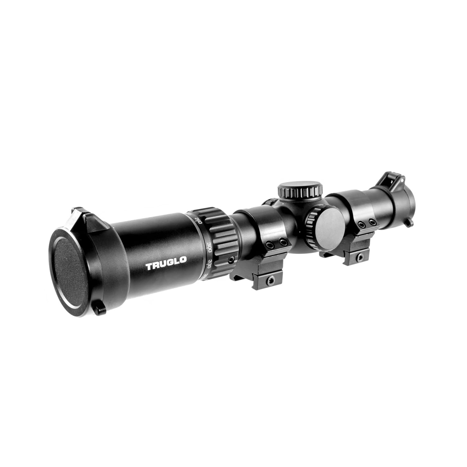 Opti-Speed TRUGLO Velocity Calibrated Adjustable Crossbow Hunting Scope for Increased Accuracy | 1-4 x 24mm; 215-450 FPS; Fully-Coated Lenses; Brightness Control