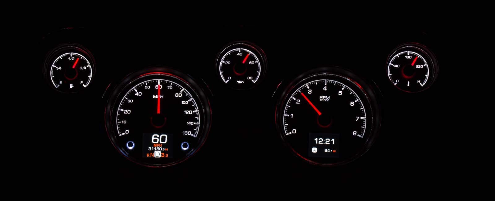 Customizable Dakota Digital Gauges Kit 67 68 Ford Mustang Silver HDX-67F-MUS-S