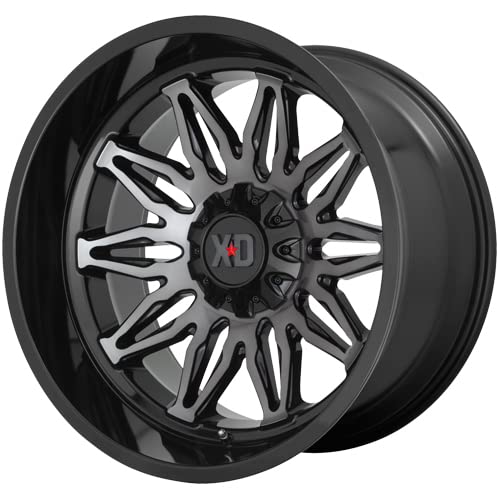 XD Wheels Gunner Xd859 Gloss Black MACHINED with Gray Tint Wheel with Alloy Steel (22 x 12. inches /5 x 78 mm, -44 mm Offset)