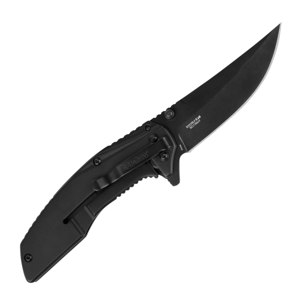 Outright Kershaw Pocket Knife, Black, 3 Inch Stainless Steel Trailing Point Plain Edge Blade, EDC with Assisted Opening, Deep-Carry Pocketclip, Everyday Carry Pocket Knife for Men and Women