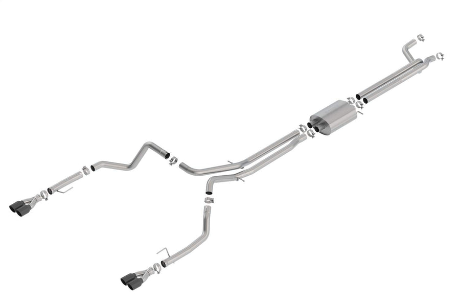 Borla S-Type 140779BC Cat-Back Exhaust System 2.75 in. Into Muffler True Dual 3.5 in. x 6 in. Single Rolled Angle-Cut Tip Dual Split Rear Exit Black Chrome Cat-Back Exhaust System