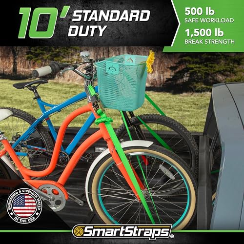 4-Pack SmartStraps 155 10ft Padded Ratchet Straps GRN (Bulk) 1,500lb