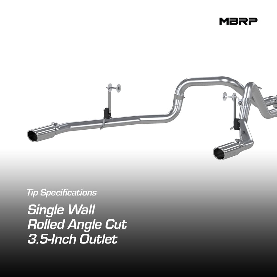 Dual Rear MBRP S5258409 T409 2 1/2" Cat Back