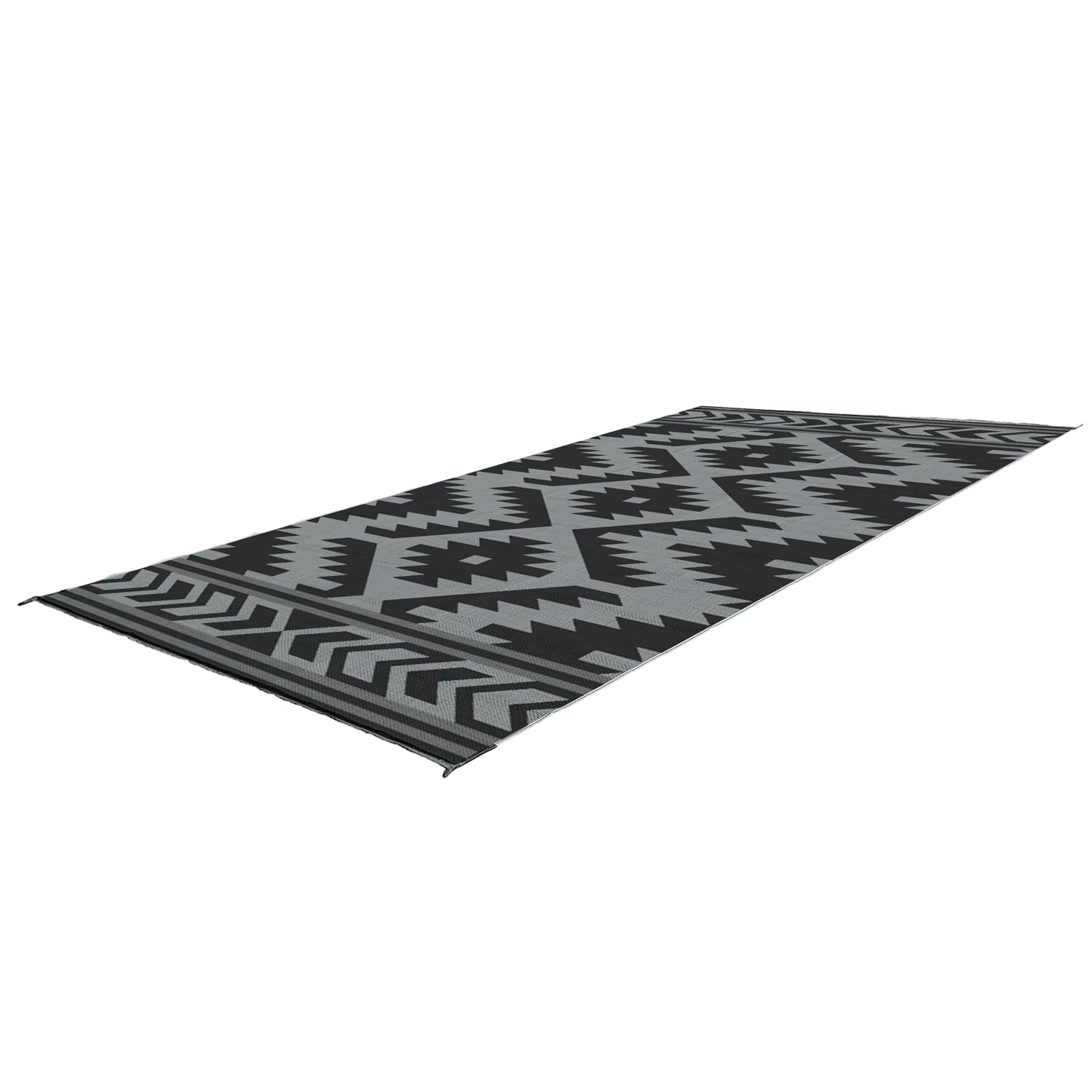 Boho Sante Fe Outdoor Mat (Black/Grey, 9' x 18')