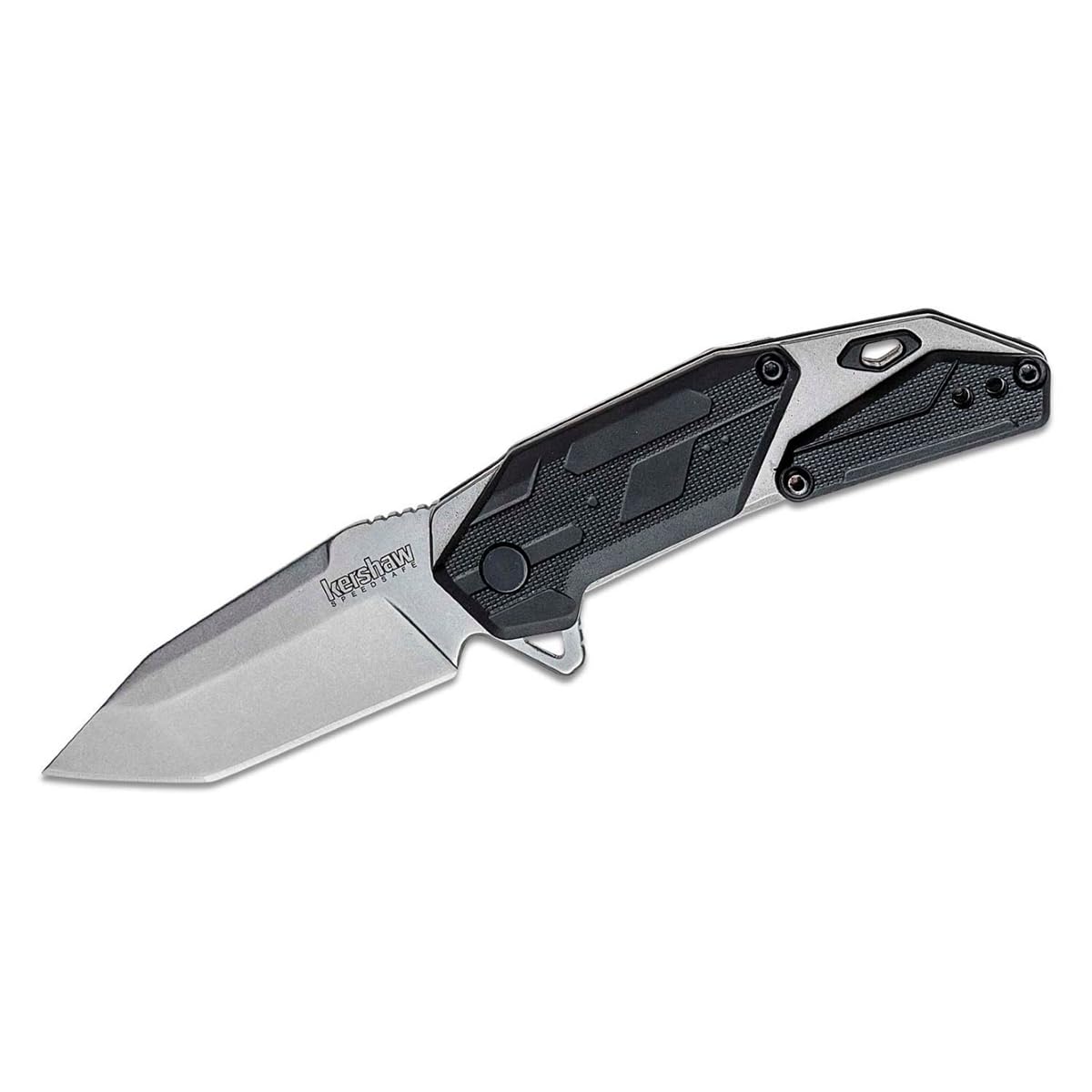 Kershaw Folding Jetpack Pocket Knife, SpeedSafe Opening, 2.75 inch Silver Blade with Black Handle, Pocketclip