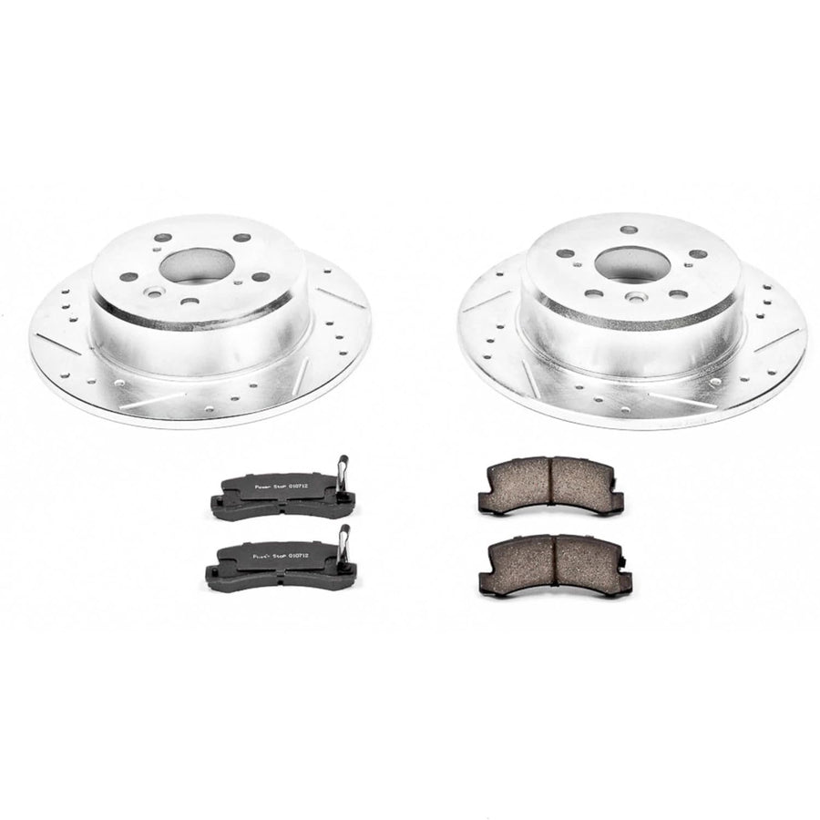 Power Stop K2564 Rear Brake Pads Z23 Carbon Fiber with Drilled & Slotted Brake Rotors Kit For Lexus ES300 1992-1996, Lexus RX300 1999-2003, Toyota Camry 1992-1996 [Model Specific]