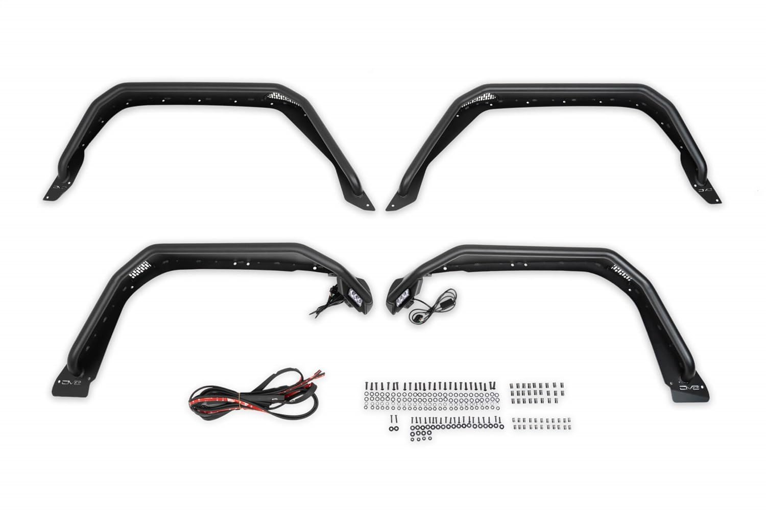 DV8 Offroad Fender Flares Spec Series for 2020-2024 Jeep Gladiator JT | Front & Rear | Steel Construction | Complete Set of 4 | Vented Airflow | Includes Rubber Seal