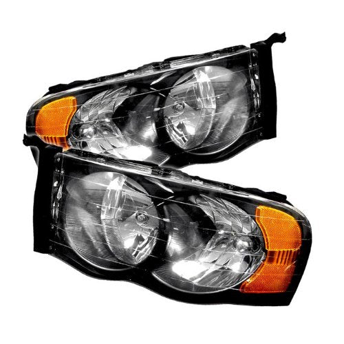 Amber Crystal Dodge Ram 1500/2500/3500 02-05 Headlights - Black