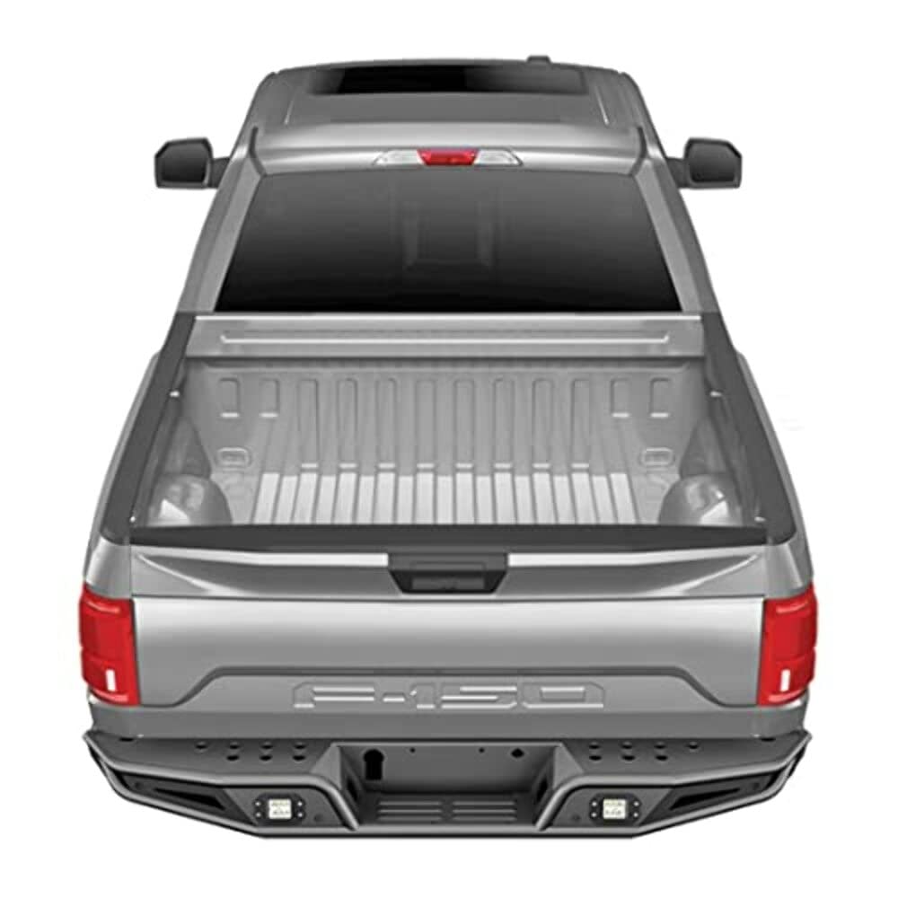 TrailFX Rear Pre Runner Bumper Fits 2017-2020 Ford F-150 Matte Black Titanium Powder Coated Steel, One-Piece Direct Fit, OE Sensor and Hitch Compatible, Bolt-On Rear Bumper TrailFX RPRB004TI