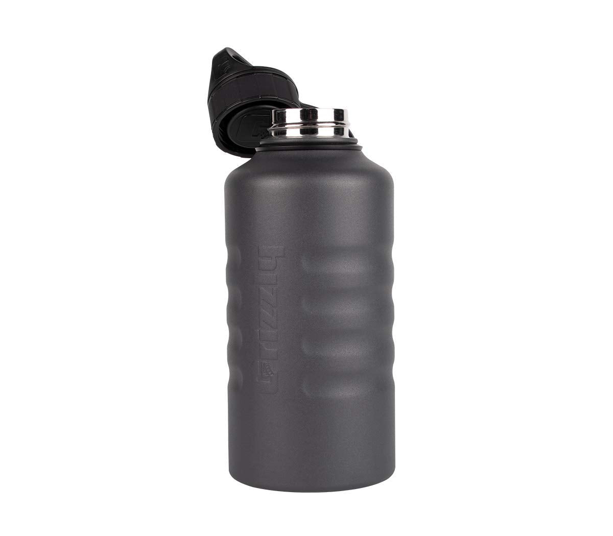 64 oz Grizzly Grip Water Bottle | Vacuum Insulated | Stainless Steel with Insulated Lid | For Gym Women Men Beach Camping Hiking Fishing Hunting Sports | Charcoal