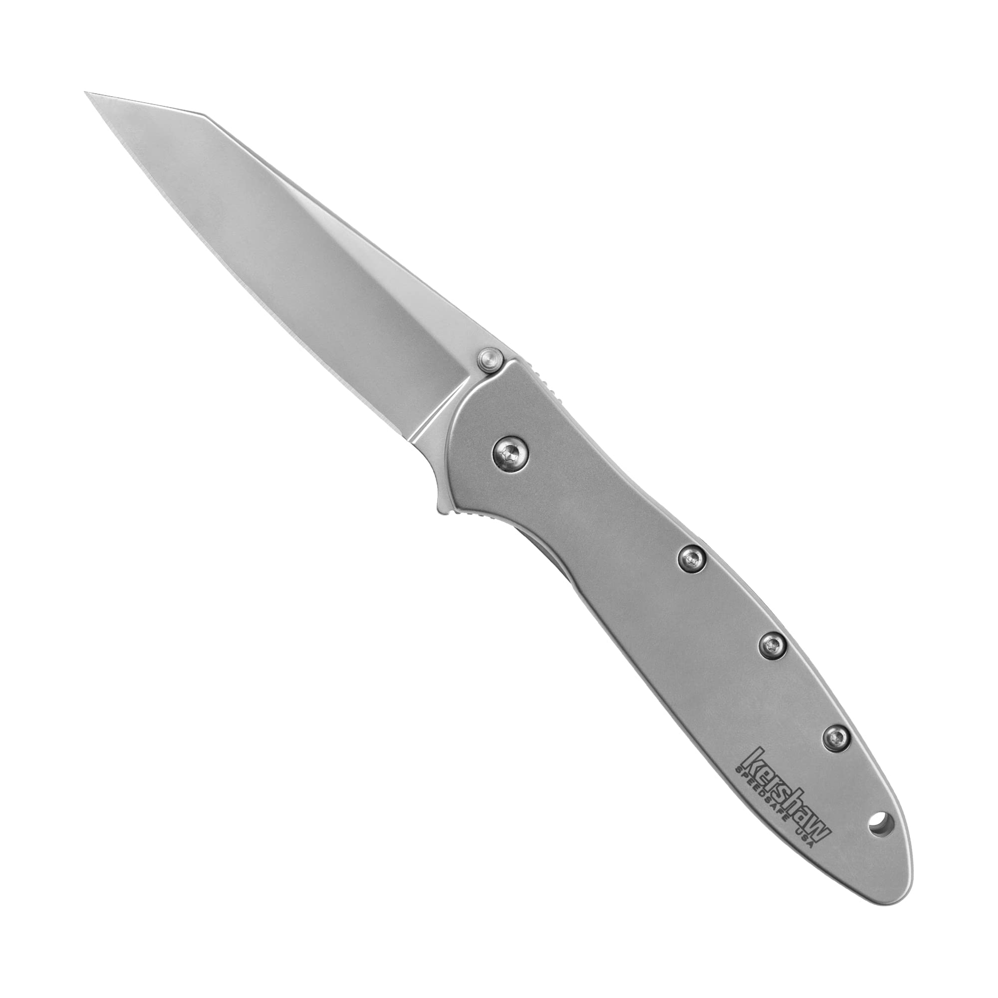 Kershaw Pocket Knife Random Leek, Gray, 3 Inch Stainless Steel Reverse Tanto Blade, EDC with Assisted Opening, Made in the USA, Reversible Clip Carry, Everyday Carry Pocket Knife for Men and Women