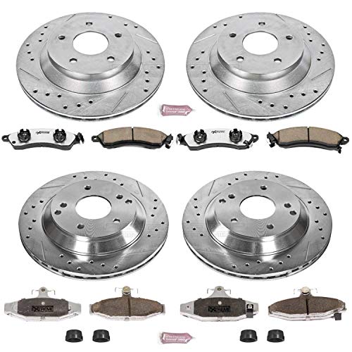 Power Stop K1518-26 Z26 Carbon Fiber Brake Pads Front and Rear with Drilled & Slotted Brake Rotors Kit For Chevrolet Corvette 1988-1995 [Model Specific]
