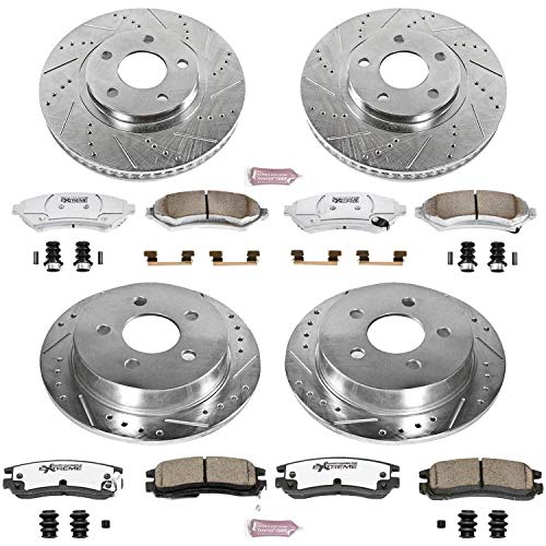 Power Stop K1544-26 Z26 Carbon Fiber Brake Pads Front and Rear with Drilled & Slotted Brake Rotors Kit For Chevrolet Impala, Chevrolet Monte Carlo, Oldsmobile Intrigue [Model Specific]
