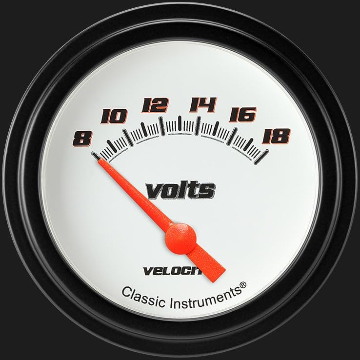 Velocity White ClaShort Sweepic Instruments VS230WBLF 2 5/8" Volt Gauge Short Sweep