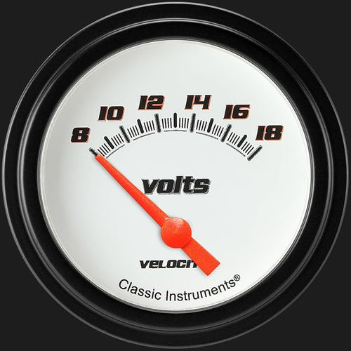 Velocity White ClaShort Sweepic Instruments VS230WBLF 2 5/8" Volt Gauge Short Sweep