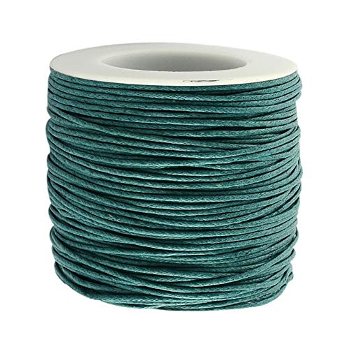 Waxed Cotton Thread JEWELEADER 100 Yards, 1mm Waxed Beading String Cord for Jewelry Bracelet Making Macrame Crafting DIY Leather - Teal