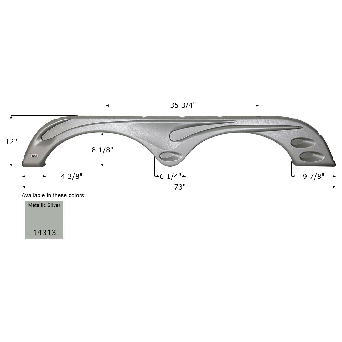 Fender Skirt ICON, Tandem, Forest River, FS4313, Metallic Silver, LH