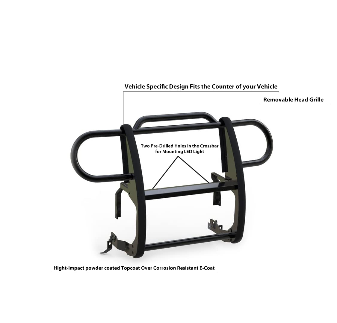 Grille Brush Black Horse Bumper Guard Modular Compatible with 2020-2024 Jeep Gladiator|2018-2024 Jeep Wrangler(Excl. 21-24 V8 Engine and Trims)-17JPJLMA