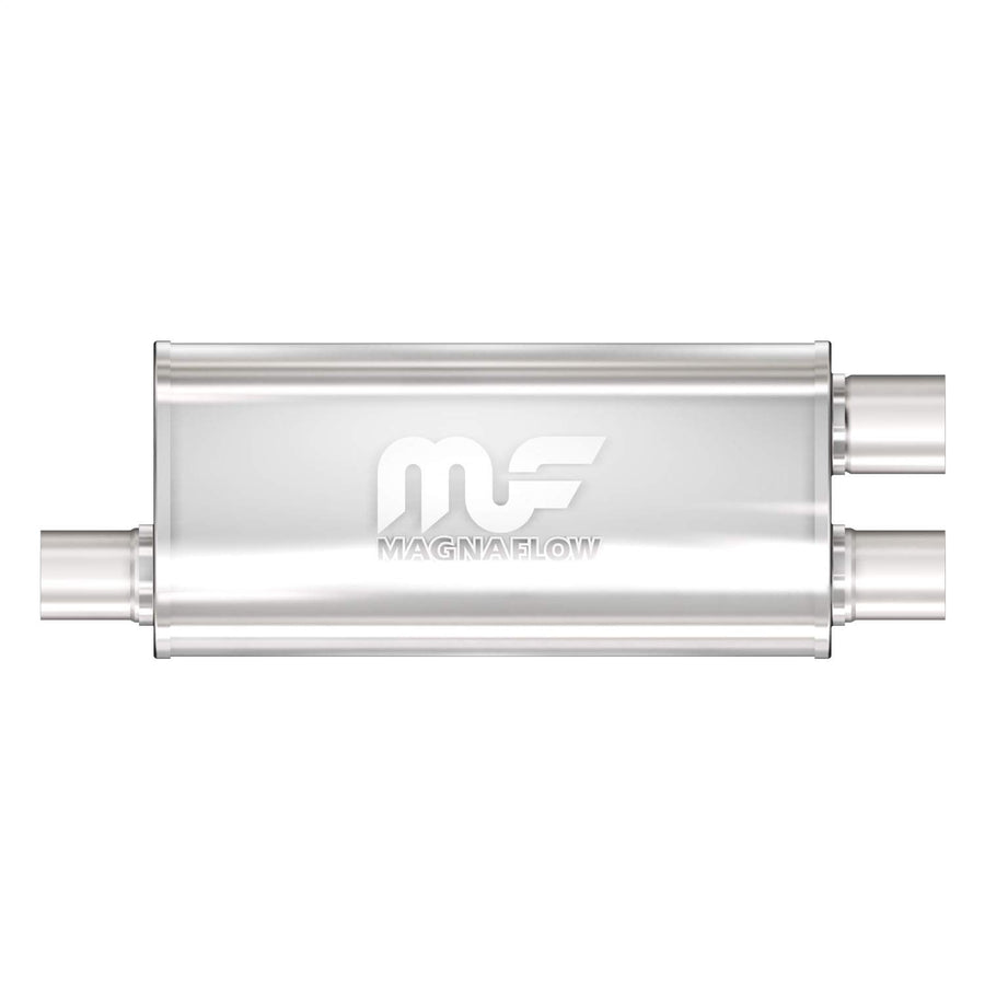 MagnaFlow Exhaust Performance Muffler 12265: 2.5"/2.5" Inlet/Outlet, 5x8x18" Oval, Stainless Steel, Satin Finish