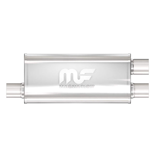MagnaFlow Exhaust Performance Muffler 12265: 2.5"/2.5" Inlet/Outlet, 5x8x18" Oval, Stainless Steel, Satin Finish