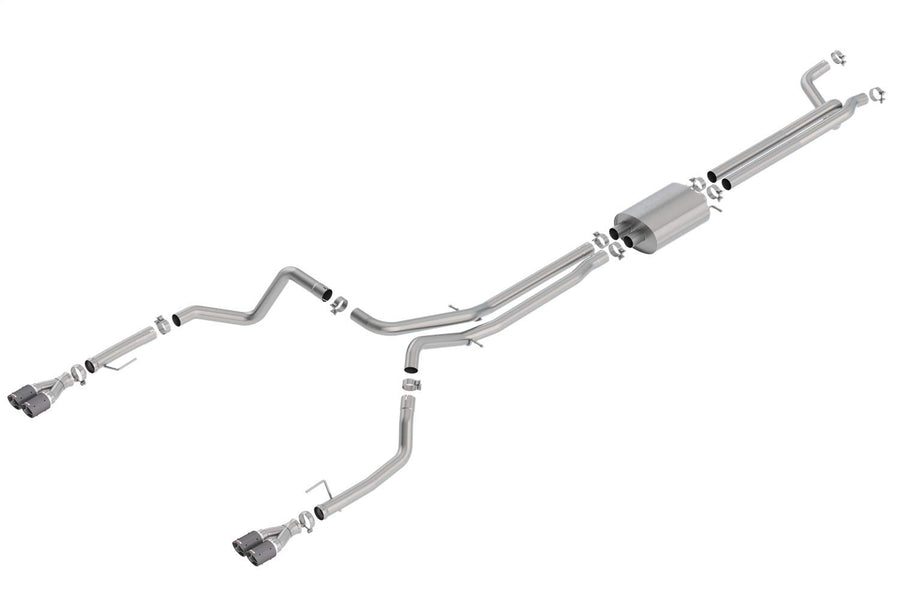 Borla S-Type 140779CF Cat-Back Exhaust System 2.75 in. Into Muffler True Dual 3.5 in. x 5.62 in. Single Rolled Angle-Cut Tip Dual Split Rear Exit Carbon Fiber Cat-Back Exhaust System