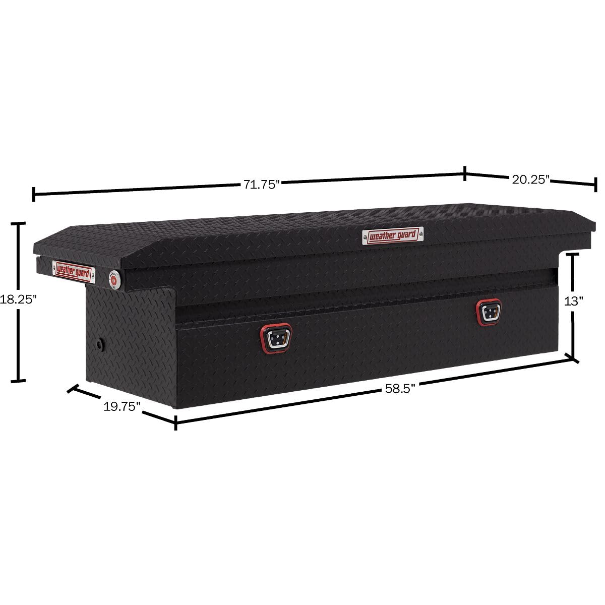 Weather Guard Saddle Truck Box Model 121-52-04, Aluminum, For Full Size Trucks, Low Profile, Textured Matte Black, 11.0 cu ft capacity