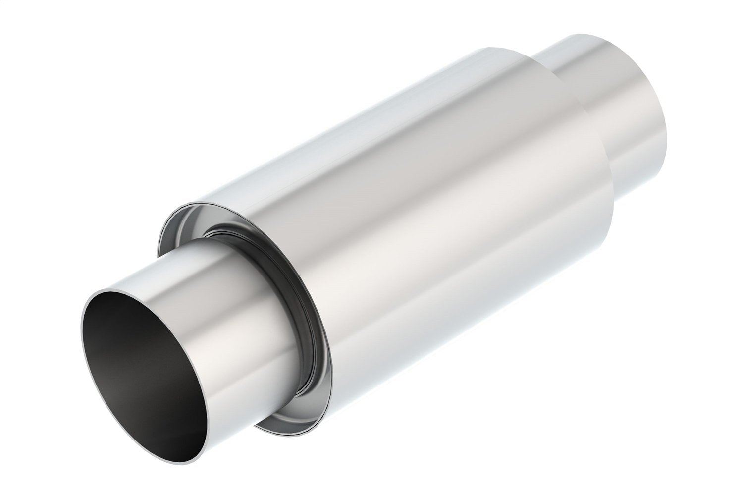 BORLA XR-1 Sportsman Racing Muffler 40004S - 3.5" Center Inlet/ 3.5" Center Outlet 5" Round x 8" Long Body 13" Overall Length. Universal Part. Reversible Design.