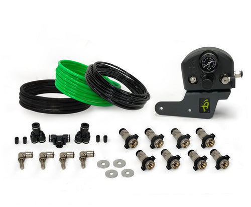 4 Tire Inflation System Up Down Air 269-0717 - Engine Mount With Box, Fittings, Hoses & Storage Bag - Black