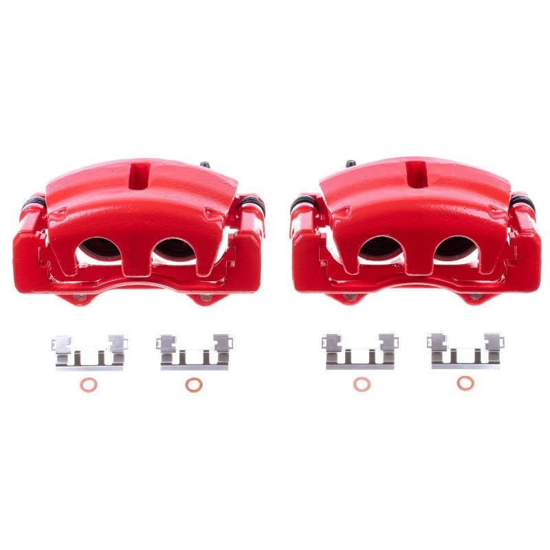 Power Stop S5004C Front Pair of High-Temp Red Powder Coated Calipers For Chevrolet Colorado 2009-2012, GMC Canyon 2009-2012 [Model Specific]
