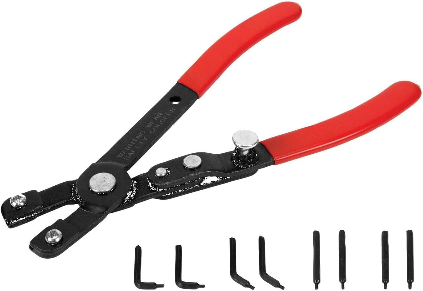 Performance Tool W1151 Convertible Push Button Pliers for Internal or External Snap Rings with 4 Sets of Tips and Storage Case