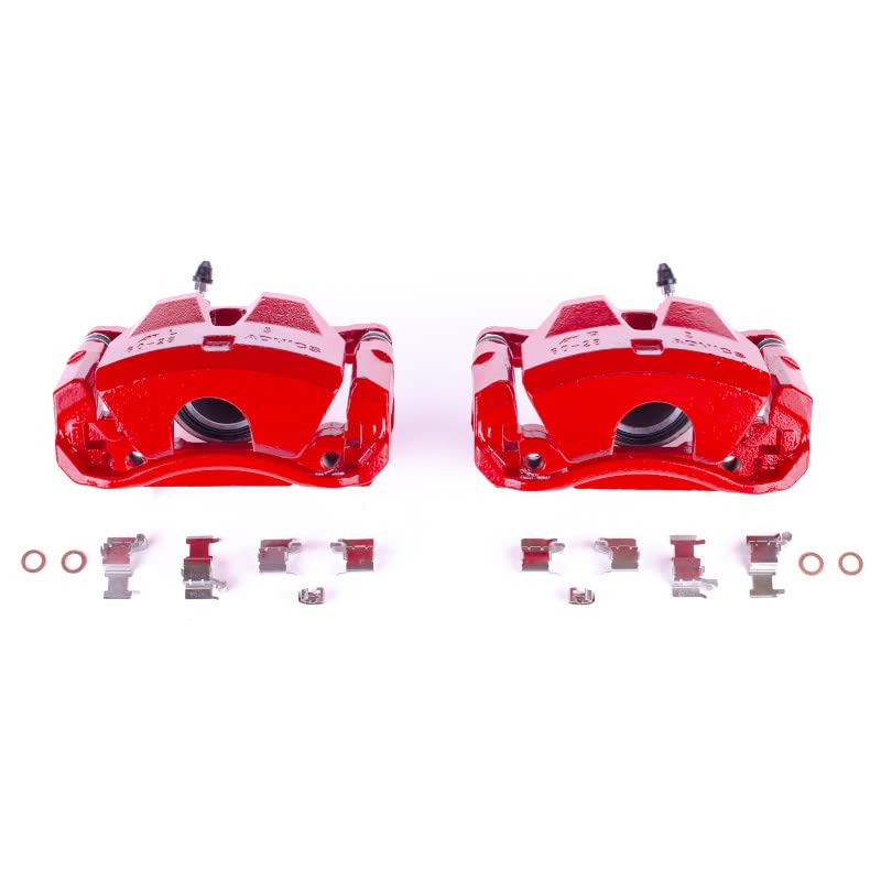 Power Stop Pair of High-Temp Red Powder Coated Front Calipers For Lexus IS250 2006-2015 [Model Specific]