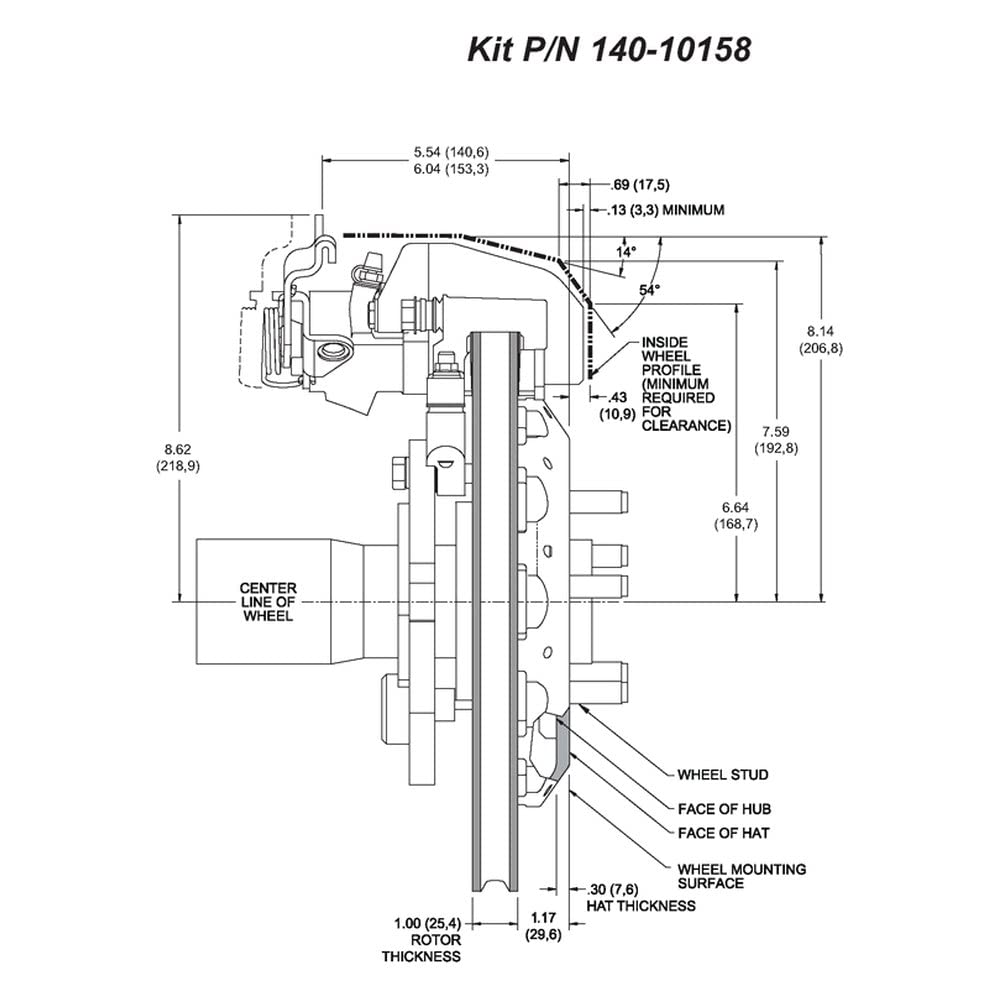 140-10158-DR WILWOOD CPB Rear Kit, 12.88", Drilled, Red Mustang, 94-04