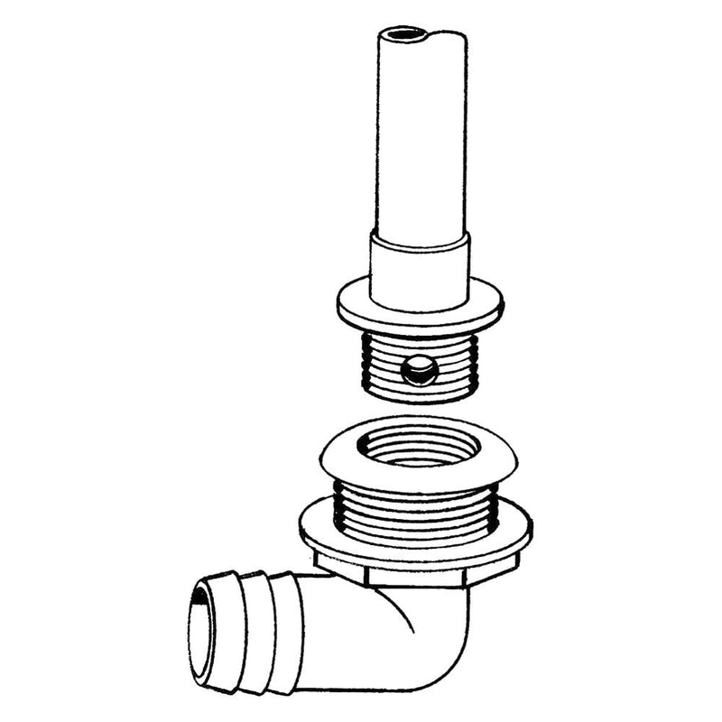T-H Marine 18 in Overflow Drain Tube - Straight with Screen Fits 1-1/2 in Thru-Hulls (1-5/8in OD Boot) - Livewell and Baitwell Drain Tube - PVC - Easy Pull Top Removal