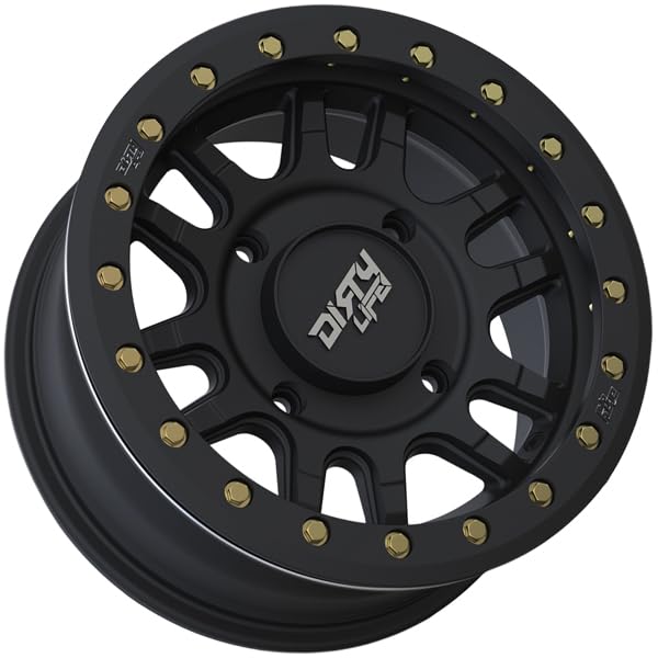Canyon Pro Sxs Dirty Life (9309R) Matte Black Wheel with Non Chrome (17 x 17. inches /1 x 15 inches, 13 inches Offset)