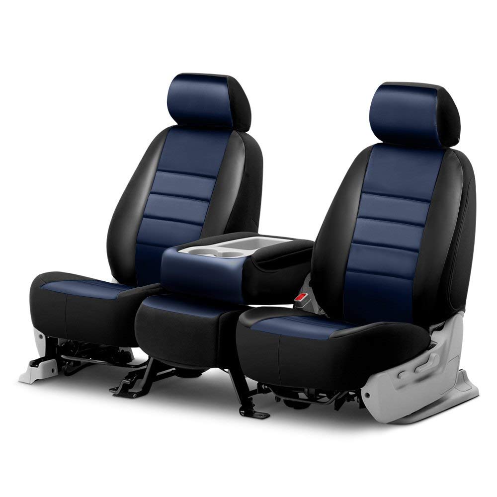 Fia LeatherLite SL68-30BLUE Custom Seat Cover; Leatherette; Blue/Black; Front; Split Seat 40/20/40; Adj. Headrests; Airbag; Armrest/Storage w/Cup Holder; Cushion Storage;