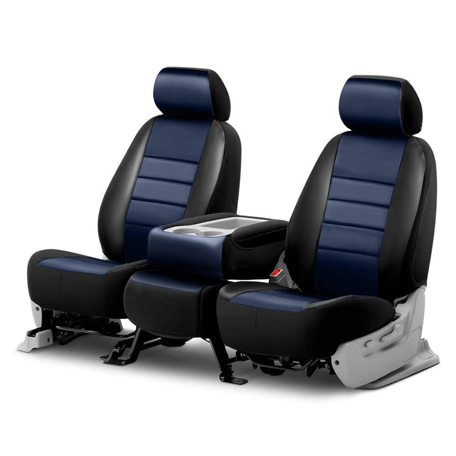 Fia LeatherLite SL68-30BLUE Custom Seat Cover; Leatherette; Blue/Black; Front; Split Seat 40/20/40; Adj. Headrests; Airbag; Armrest/Storage w/Cup Holder; Cushion Storage;